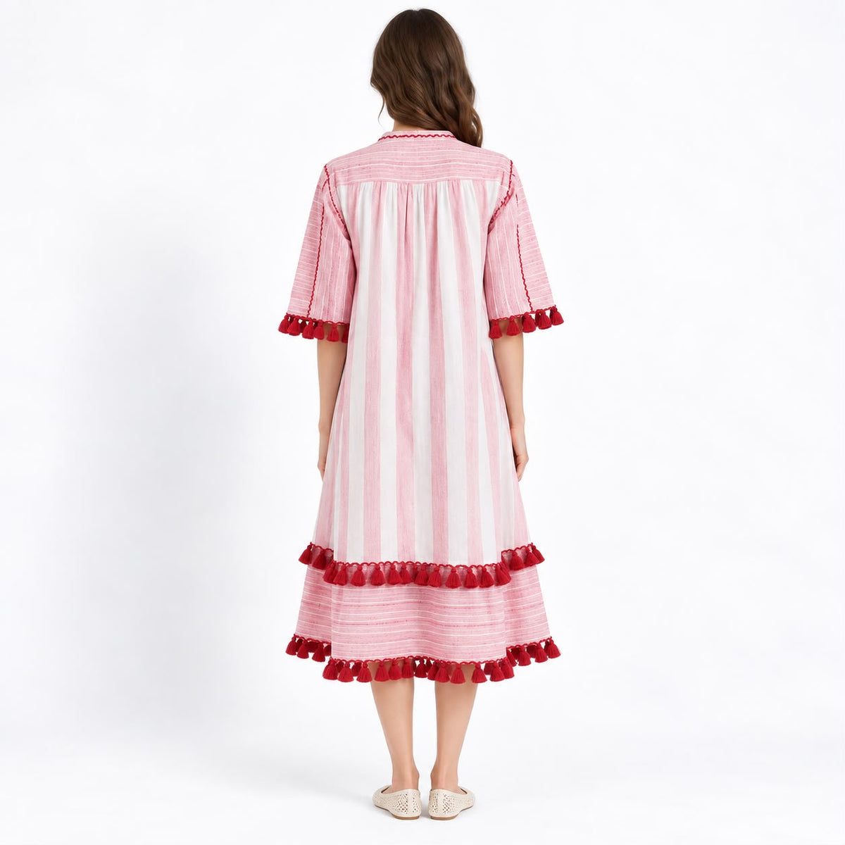 Rosé Tassel Midi Dress