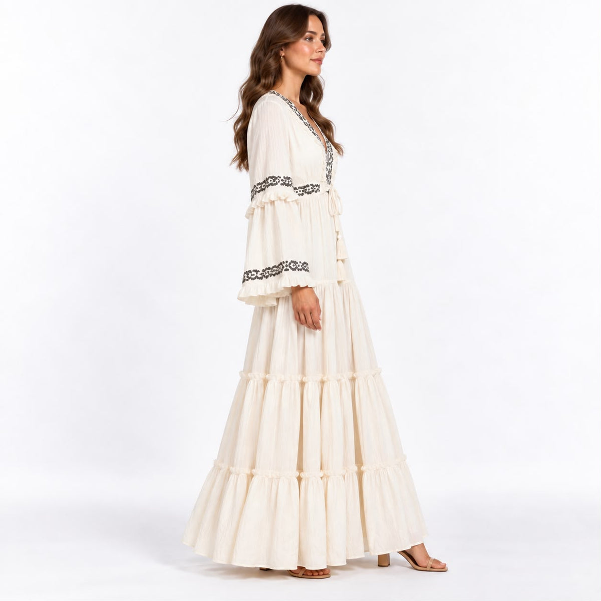 Ivory Bloom Tiered Dress