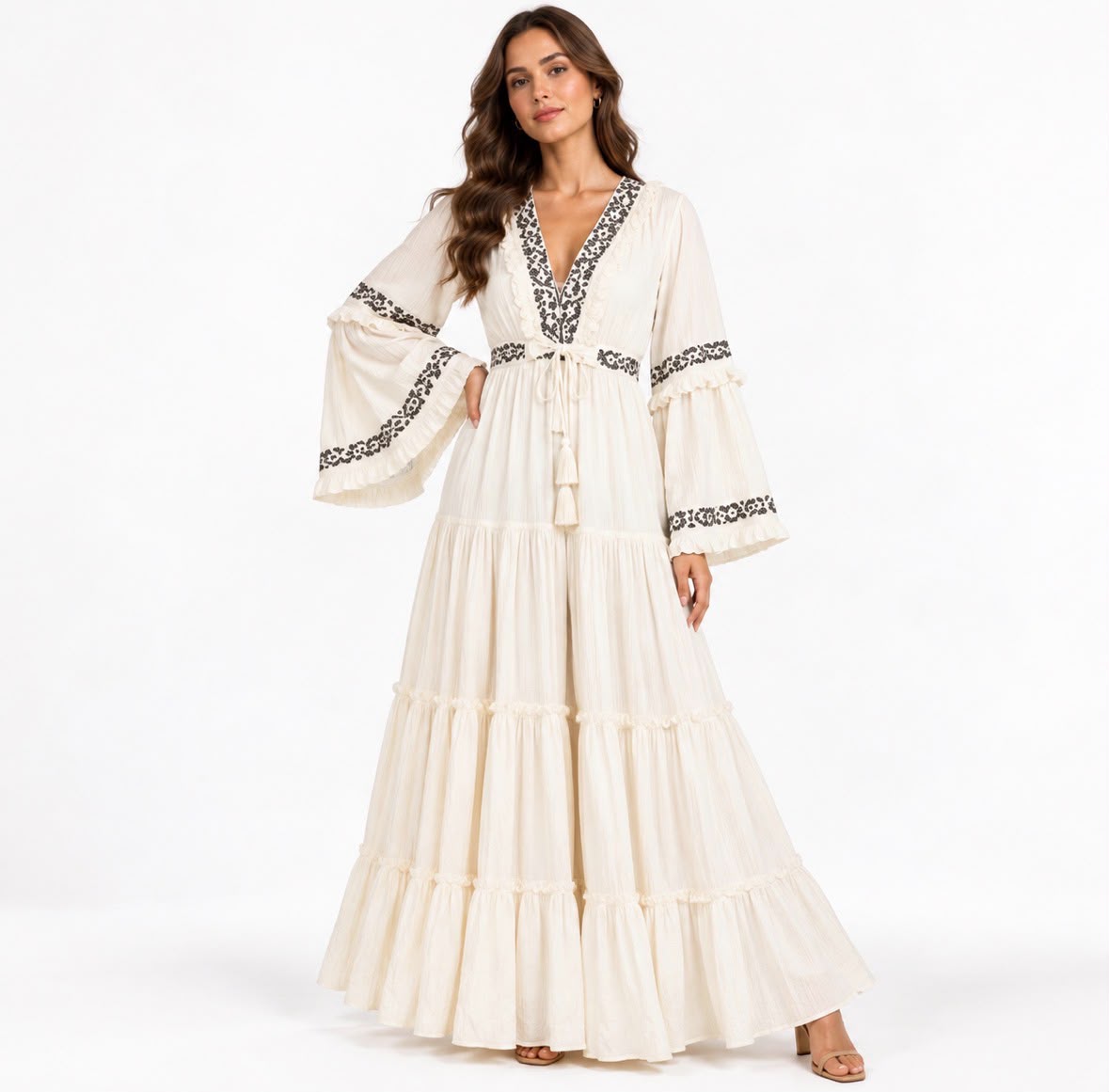 Ivory Bloom Tiered Dress