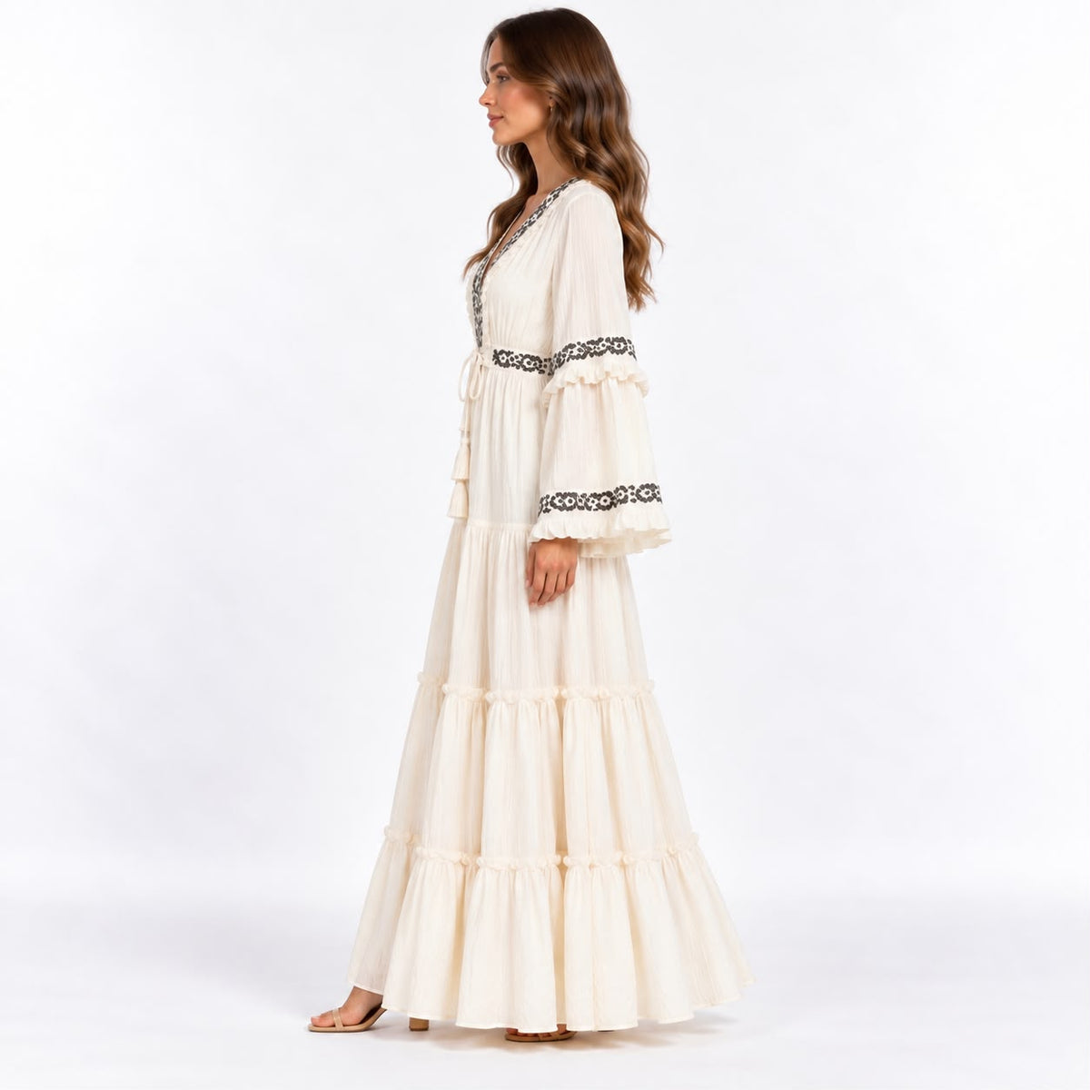 Ivory Bloom Tiered Dress