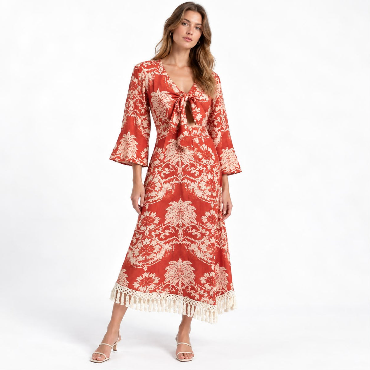 Terracotta Tie-Front Dress