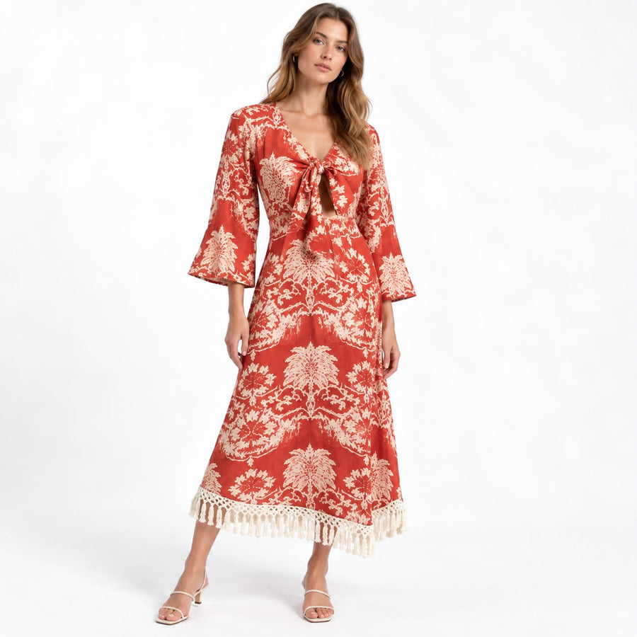 Terracotta Tie-Front Dress