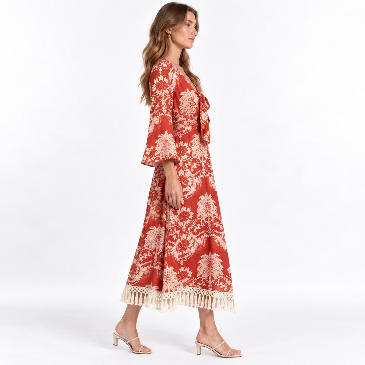 Terracotta Tie-Front Dress