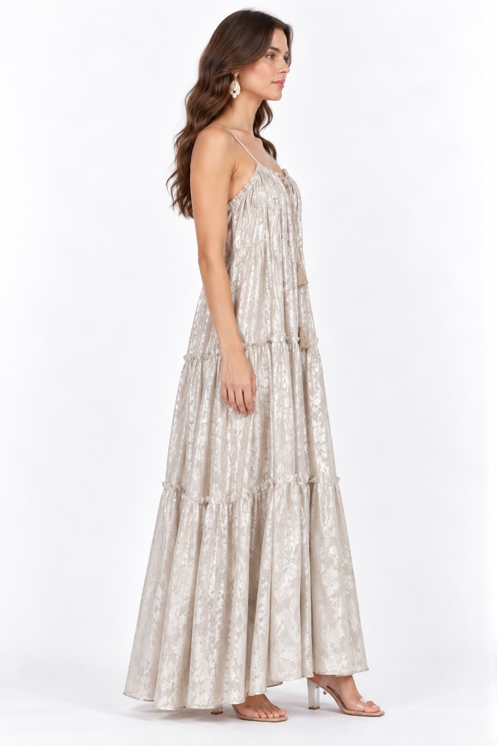 Elara Shimmer Tiered Dress
