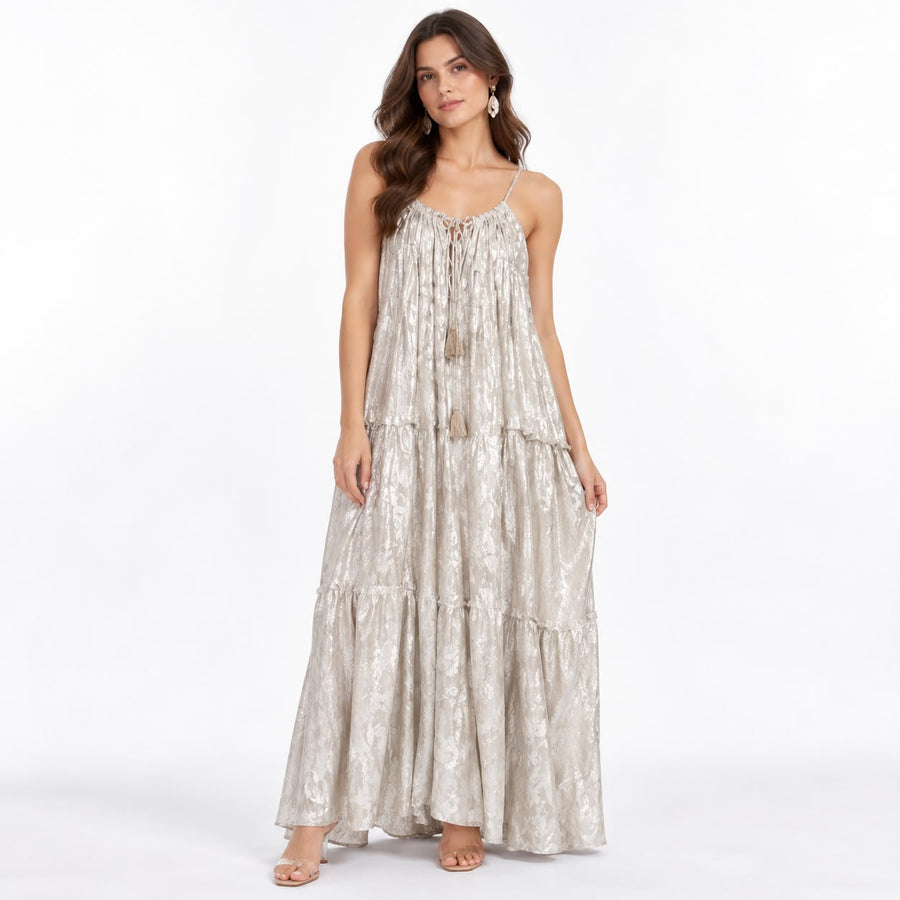 Elara Shimmer Tiered Dress