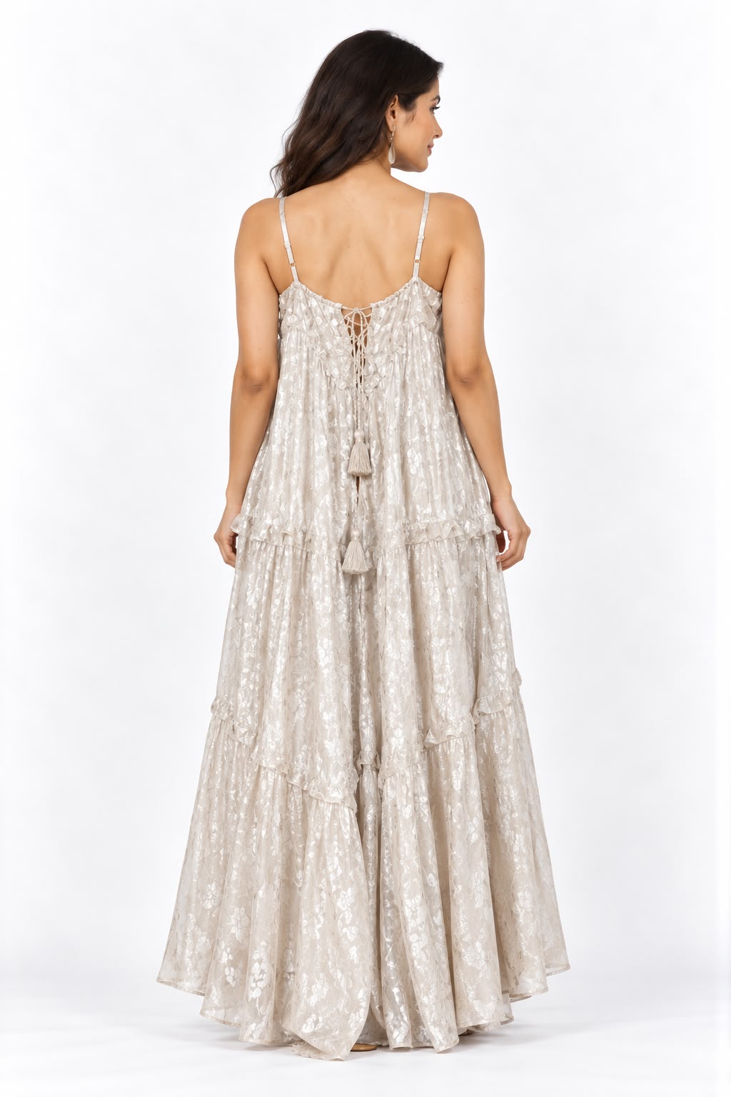 Elara Shimmer Tiered Dress