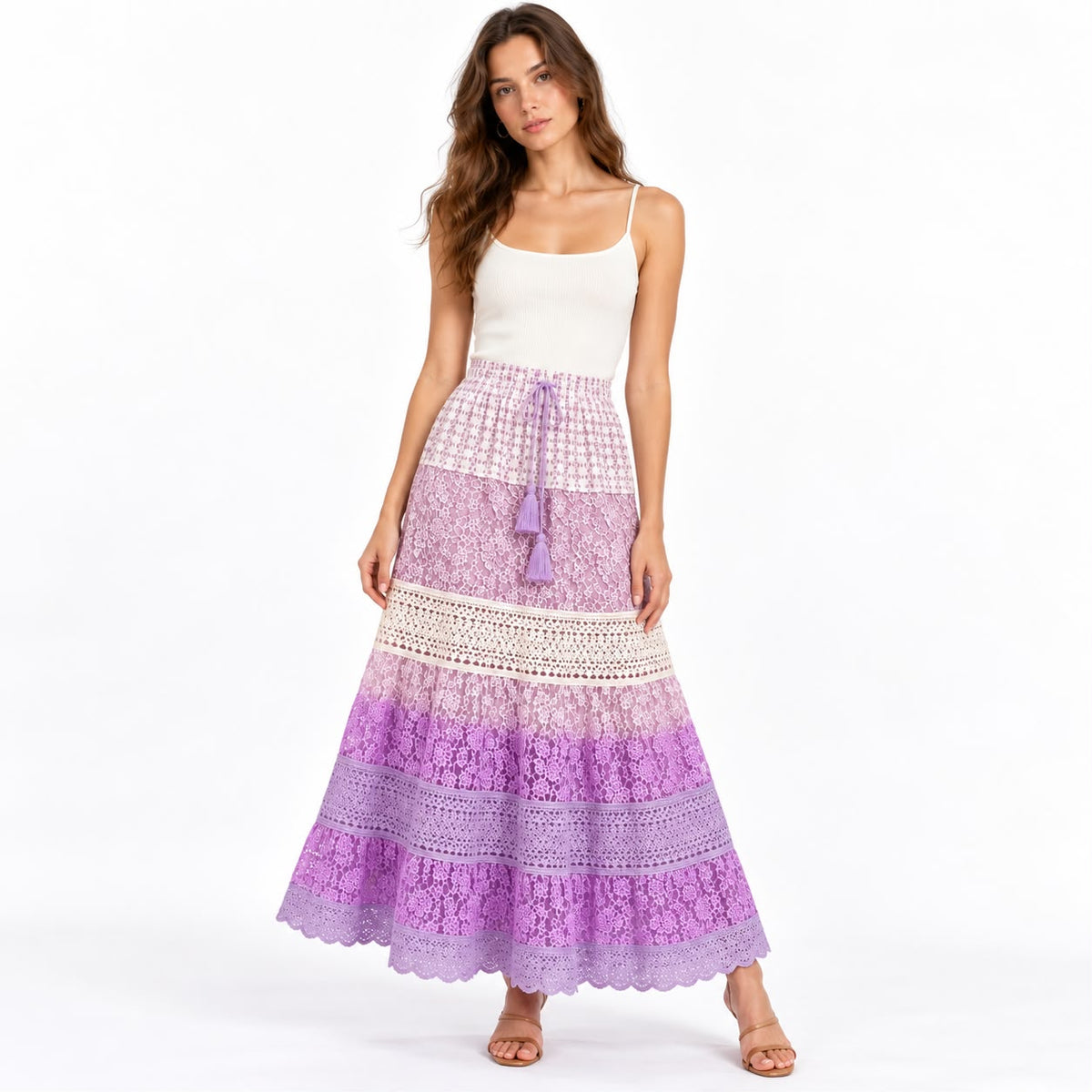 Lavender Bloom Tiered Skirt