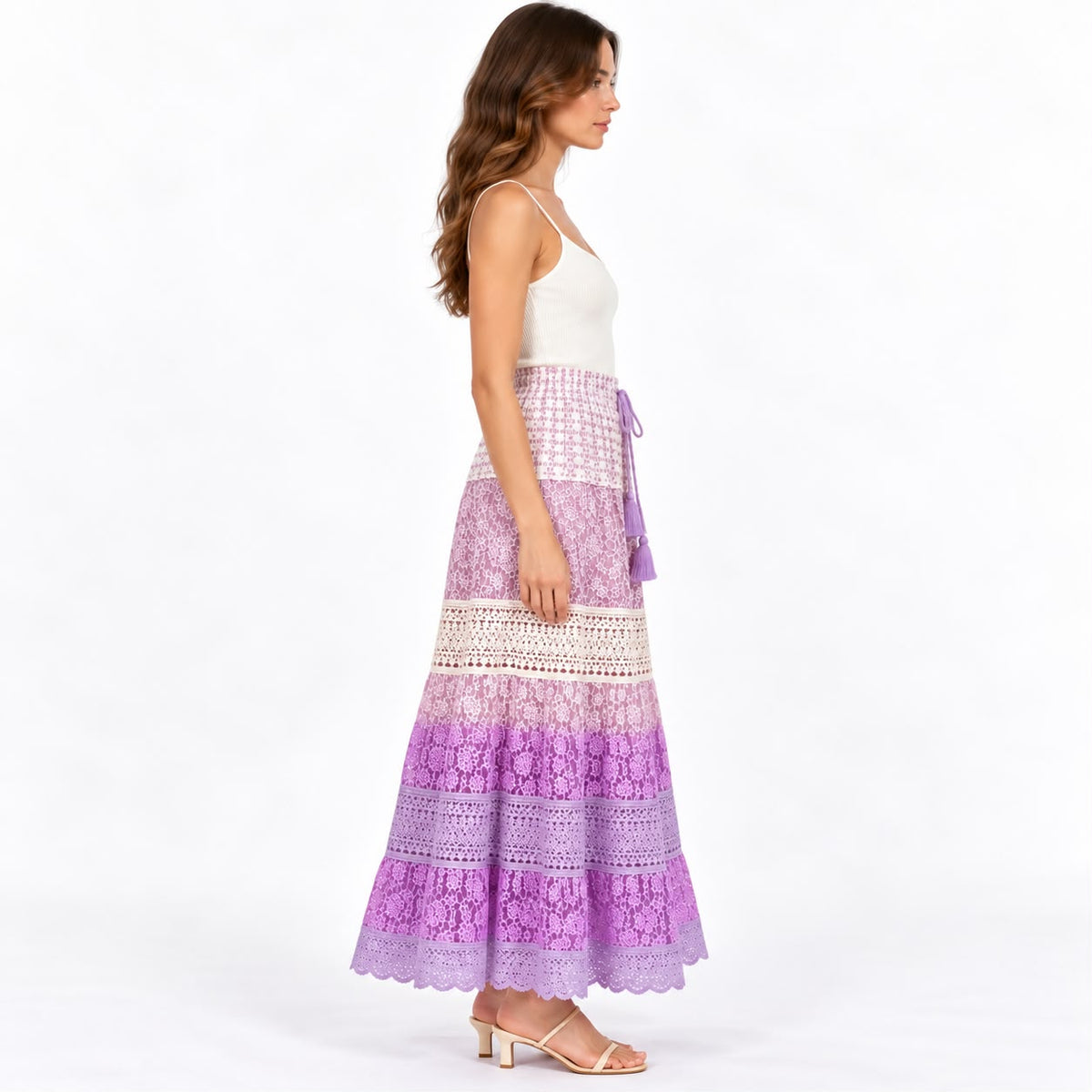 Lavender Bloom Tiered Skirt