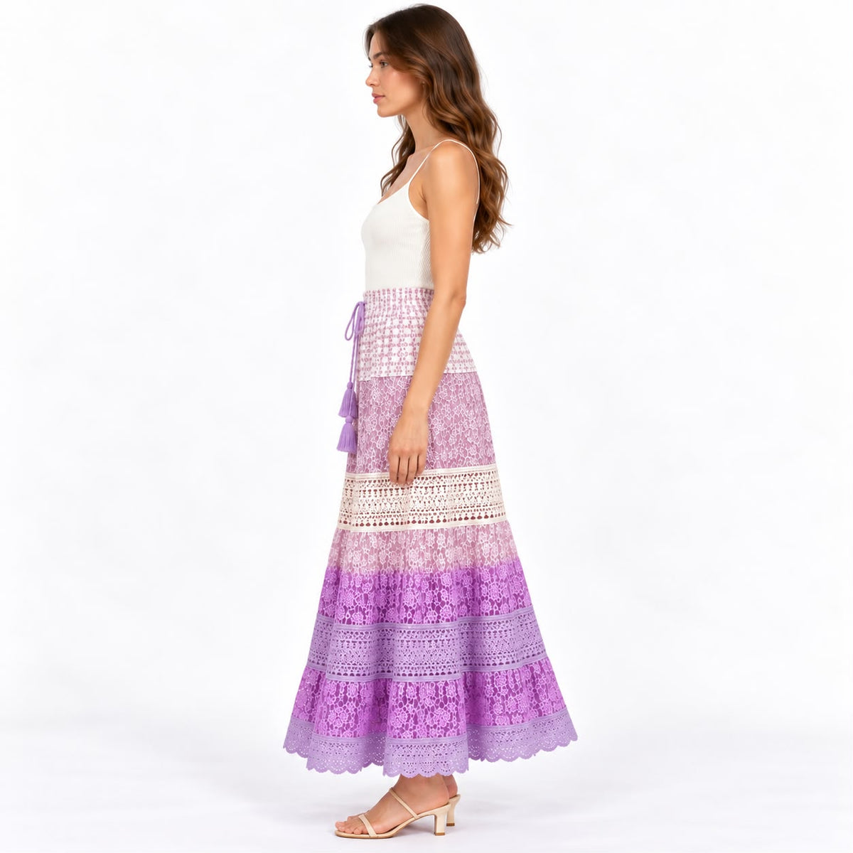 Lavender Bloom Tiered Skirt