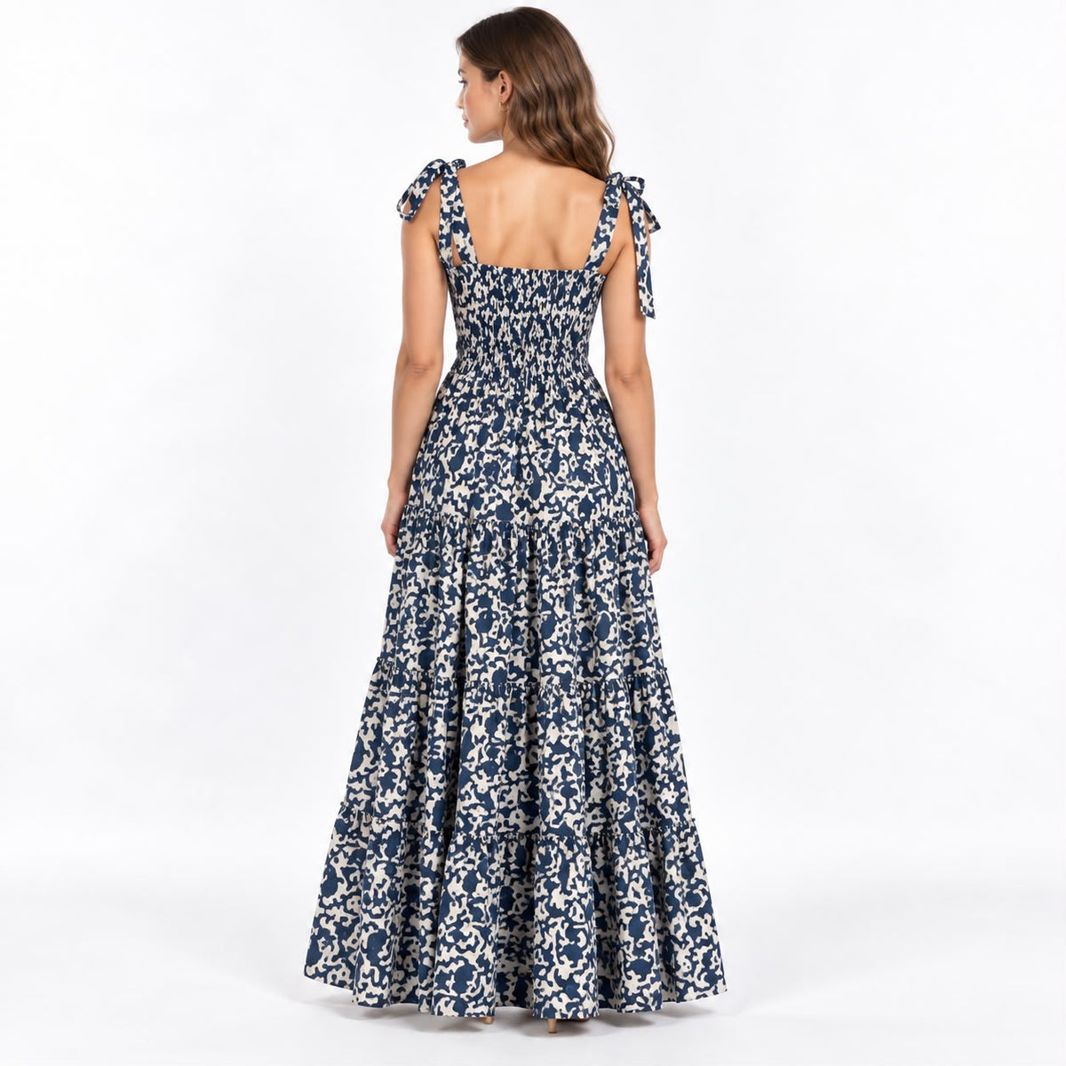 Indigo Bloom Tiered Dress