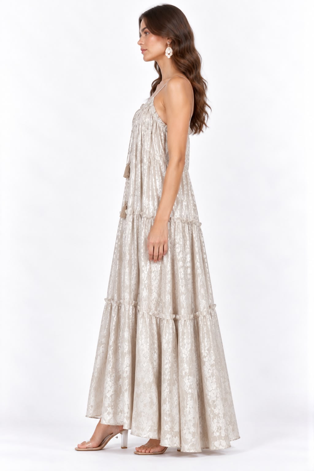 Elara Shimmer Tiered Dress